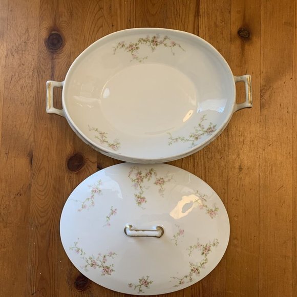 Theodore Haviland Limoges France Covered Oval Serving Dish Pink Flowers - Picture 2 of 8